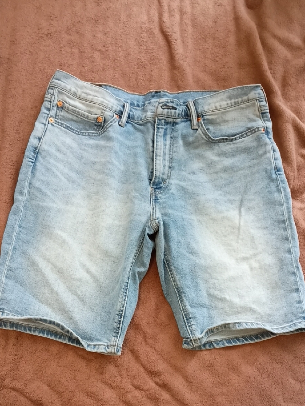 Light Blue Washed Men's Denim Shorts - Casual Five-Pocket